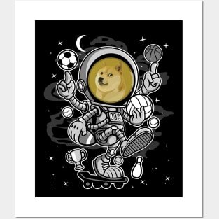 Astronaut Skate Dogecoin DOGE Coin To The Moon Crypto Token Cryptocurrency Blockchain Wallet Birthday Gift For Men Women Kids Posters and Art
